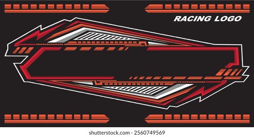 Outline and painted racing logo. Isolated in black background, for t-shirt design, print and for business purposes.