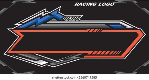 Outline and painted racing logo. Isolated in black background, for t-shirt design, print and for business purposes.