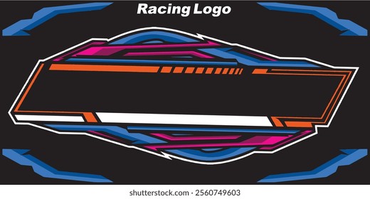Outline and painted racing logo. Isolated in black background, for t-shirt design, print and for business purposes.