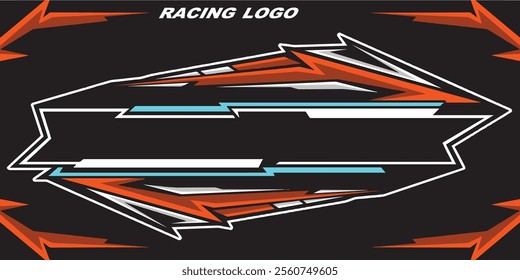 Outline and painted racing logo. Isolated in black background, for t-shirt design, print and for business purposes.