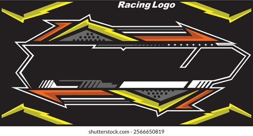 Outline and painted racing logo. Isolated in black background, for t-shirt design, print and for business purposes.