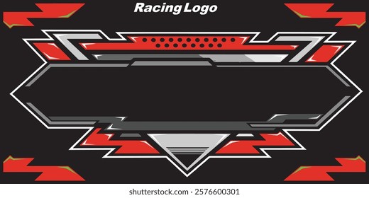 Outline and painted racing logo. Isolated in black background, for t-shirt design, print and for business purposes.