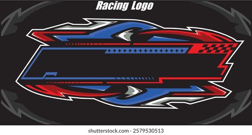 Outline and painted racing logo. Isolated in black background, for t-shirt design, print and for business purposes.