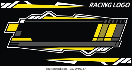 Outline and painted racing logo. Isolated in a black background, for t-shirt design, print and for business purposes.