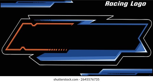 Outline and painted racing logo. Isolated in black background, for t-shirt design, print and for business purposes.