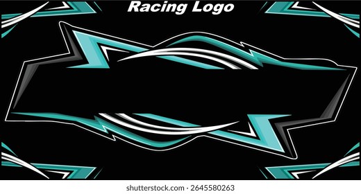 Outline and painted racing logo. Isolated in black background, for t-shirt design, print and for business purposes.