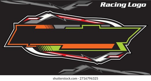 Esquema y logo de carreras pintado. Aislado en fondo negro, para el diseño de la camiseta, propósitos de la noticia.