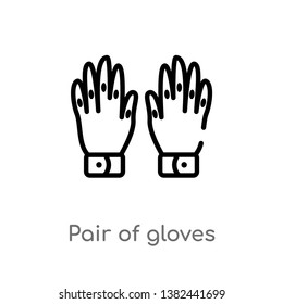 outline pair of gloves vector icon. isolated black simple line element illustration from fashion concept. editable vector stroke pair of gloves icon on white background