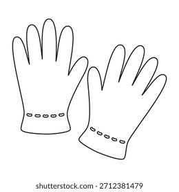 Par de guantes de goma de la protección de la mano, guantes para el trabajo en el jardín o la limpieza en la casa aislada en el fondo blanco