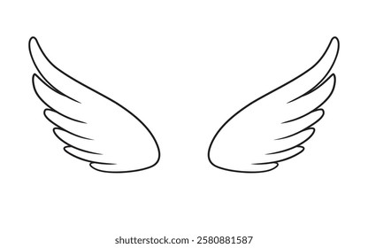 Outline of a pair of wings. Vector illustration isolated on white background