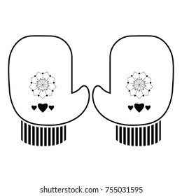 Outline of a pair of winter gloves, Vector illustration