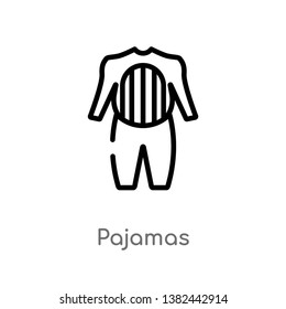 outline pajamas vector icon. isolated black simple line element illustration from fashion concept. editable vector stroke pajamas icon on white background