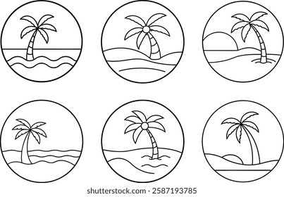Outline of a palm tree and beach