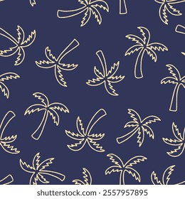 Outline Palm Tree Vector Seamless Pattern illustration for Print, Wallpaper, Decoration.
