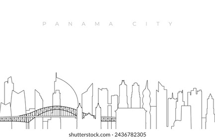 Contorno del horizonte de la ciudad de Panamá. Plantilla de moda con edificios de la ciudad de Panamá y puntos de referencia en estilo de línea. Diseño vectorial de stock. 