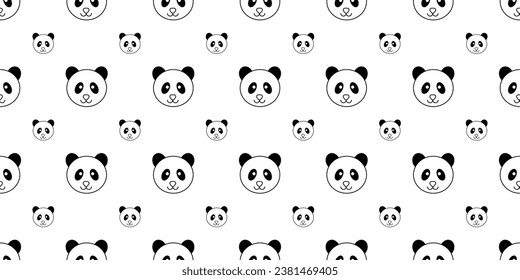 outline panda face seamless pattern