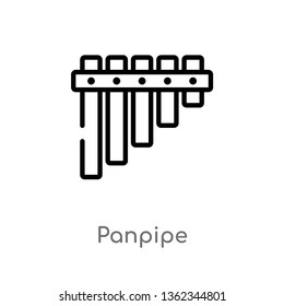 outline panpipe vector icon. isolated black simple line element illustration from music concept. editable vector stroke panpipe icon on white background