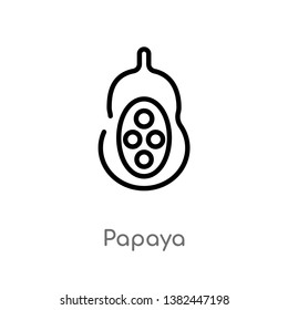 outline papaya vector icon. isolated black simple line element illustration from fruits concept. editable vector stroke papaya icon on white background