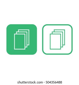 Outline paper note icon. Green and white
