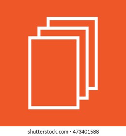 Outline paper note icon. Orange background