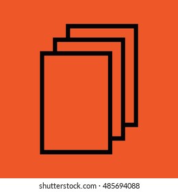 Outline paper note icon. Orange background