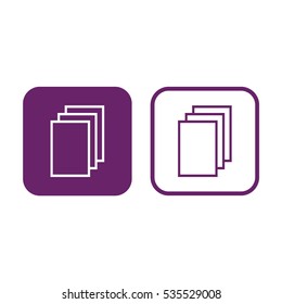 Outline paper note icon. Purple and white