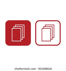 Outline paper note icon. Red and white