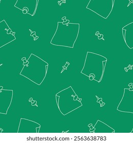 Outline Paper Notes Thumbtack Vector Seamless Pattern illustration for Print, Wallpaper, Decoration.