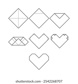 outline paper origami love isolated on white