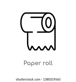 outline paper roll vector icon. isolated black simple line element illustration from cleaning concept. editable vector stroke paper roll icon on white background