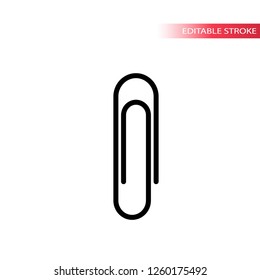Outline paperclip simple vector icon. Editable stroke paper clip symbol.