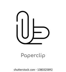 outline paperclip vector icon. isolated black simple line element illustration from education concept. editable vector stroke paperclip icon on white background