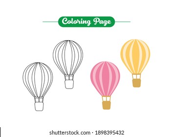 Outline of Parachute for Children Coloring Book. Vector of Parachute Outline Drawing.