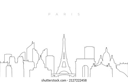 Outline Paris skyline. Trendy template with Paris city buildings and landmarks in line style. Stock vector design. 