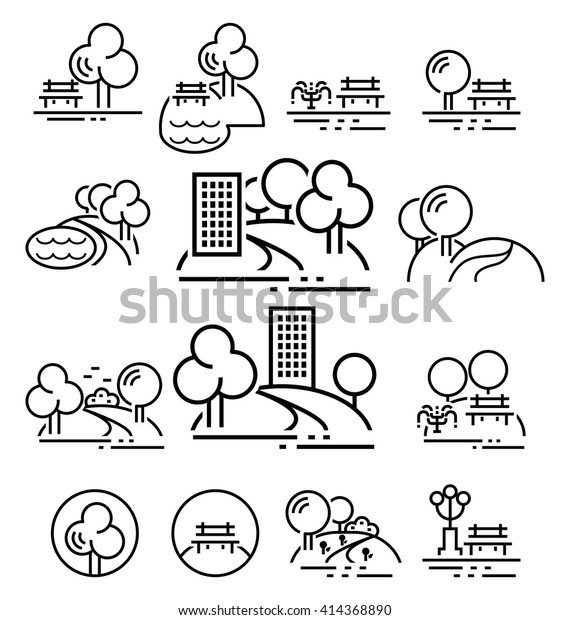 Outline Park Vector Icons Set On Stock Vector (Royalty Free) 414368890 ...