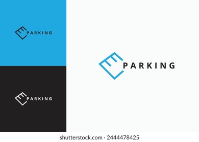 outline parking sign logo design vector illustration for business, company and garage with modern, elegant and luxury styles