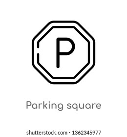 outline parking square vector icon. isolated black simple line element illustration from airport terminal concept. editable vector stroke parking square icon on white background