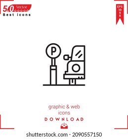 Outline parking-car Icon. parking-car icon vector isolated on white background. Graphic design, material-design, Best sellers icons, mobile application, UI UX design, EPS 10 format vector