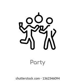 outline party vector icon. isolated black simple line element illustration from activities concept. editable vector stroke party icon on white background