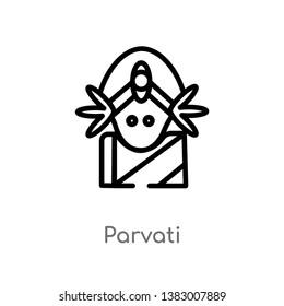 outline parvati vector icon. isolated black simple line element illustration from india concept. editable vector stroke parvati icon on white background