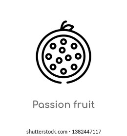 outline passion fruit vector icon. isolated black simple line element illustration from fruits concept. editable vector stroke passion fruit icon on white background