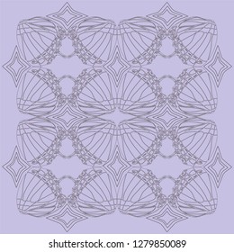 Outline pattern of butterfly wings on violet background