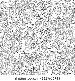 outline pattern with chrysanthemum flowers
