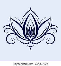 Outline pattern. Mandalas. Ethnic style. Decorative lotus flower.