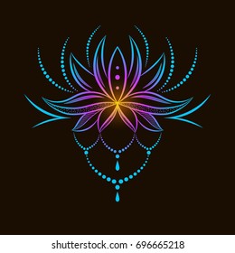 Outline pattern. Mandalas. Ethnic style. Decorative lotus flower.
