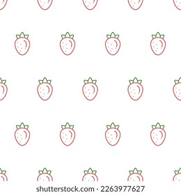 Outline pattern with strawberries. Seamless vector pattern with berry on white background