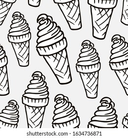 Outline pattern of sweets. Ice cream cone doodle background