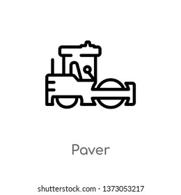 outline paver vector icon. isolated black simple line element illustration from construction concept. editable vector stroke paver icon on white background