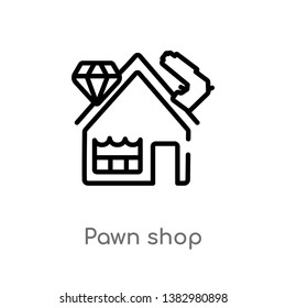 outline pawn shop vector icon. isolated black simple line element illustration from jewelry concept. editable vector stroke pawn shop icon on white background