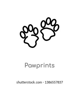 outline pawprints vector icon. isolated black simple line element illustration from animals concept. editable vector stroke pawprints icon on white background